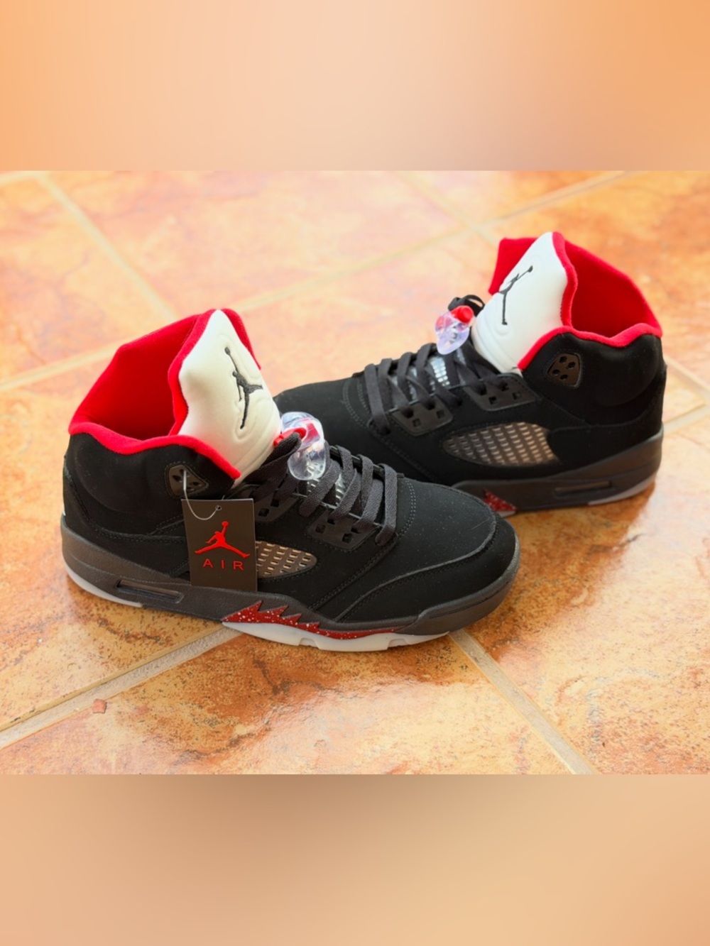 Size 9.5 Men’s And 11 Women’s - Jordan Retro 5 Black and Red Retro Basketball